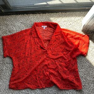 Abound Red Star Print Women's Blouse